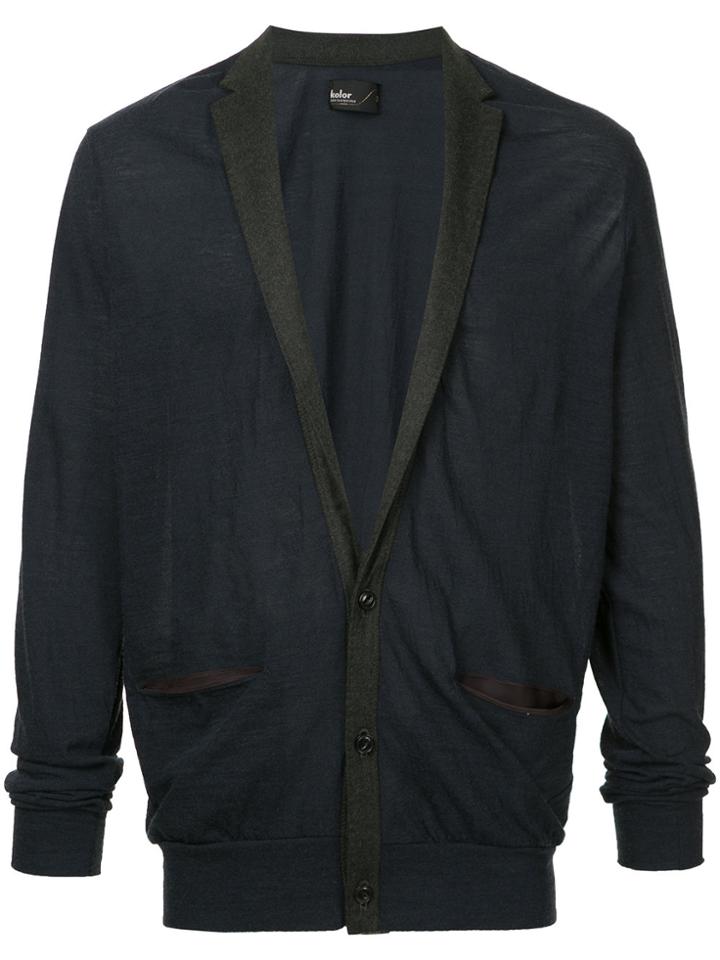 Kolor Classic Long-sleeve Cardigan - Blue