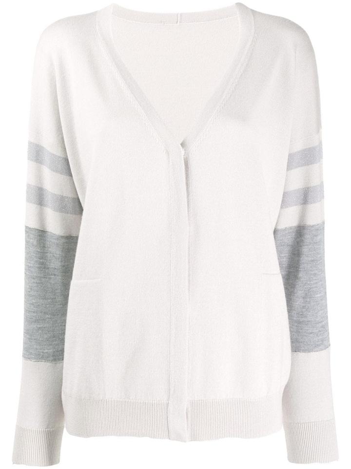 Peserico Stripe-detail Cardigan - Neutrals