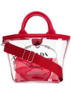 Prada Sheer Logo Tote Bag - Red