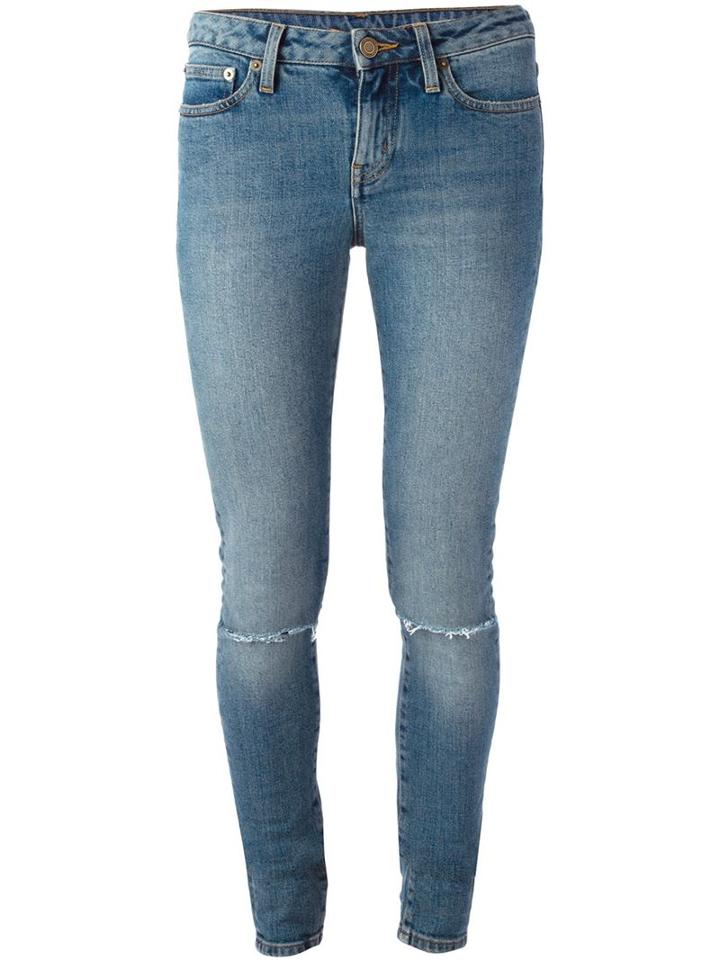 Saint Laurent Stone Washed Jeans, Women's, Size: 29, Blue, Cotton/spandex/elastane
