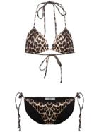 Ganni Leopard Print String Bikini - Neutrals