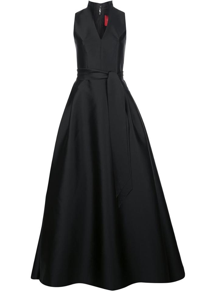 Carolina Herrera Standing-collar Full-skirt Gown - Black