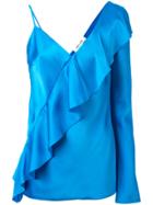 Dvf Diane Von Furstenberg Diagonal Ruffle Blouse - Blue