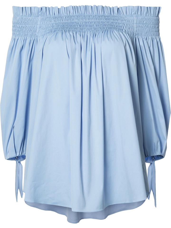 Caroline Constas Off-shoulder Blouse, Women's, Size: Xs, Blue, Cotton/nylon/spandex/elastane
