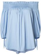 Caroline Constas Off-shoulder Blouse, Women's, Size: Xs, Blue, Cotton/nylon/spandex/elastane