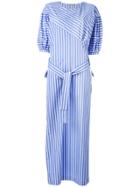 Ermanno Scervino Oversized Striped Belted Dress - Blue