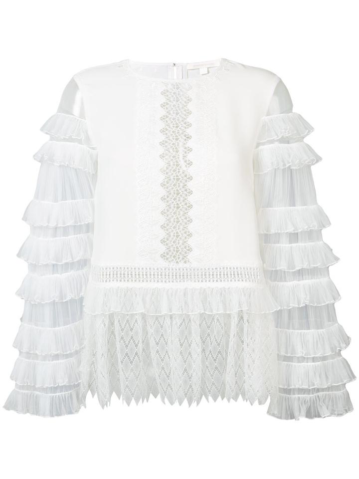 Jonathan Simkhai - Tiered Blouse - Women - Silk/polyamide/polyester - S, White, Silk/polyamide/polyester
