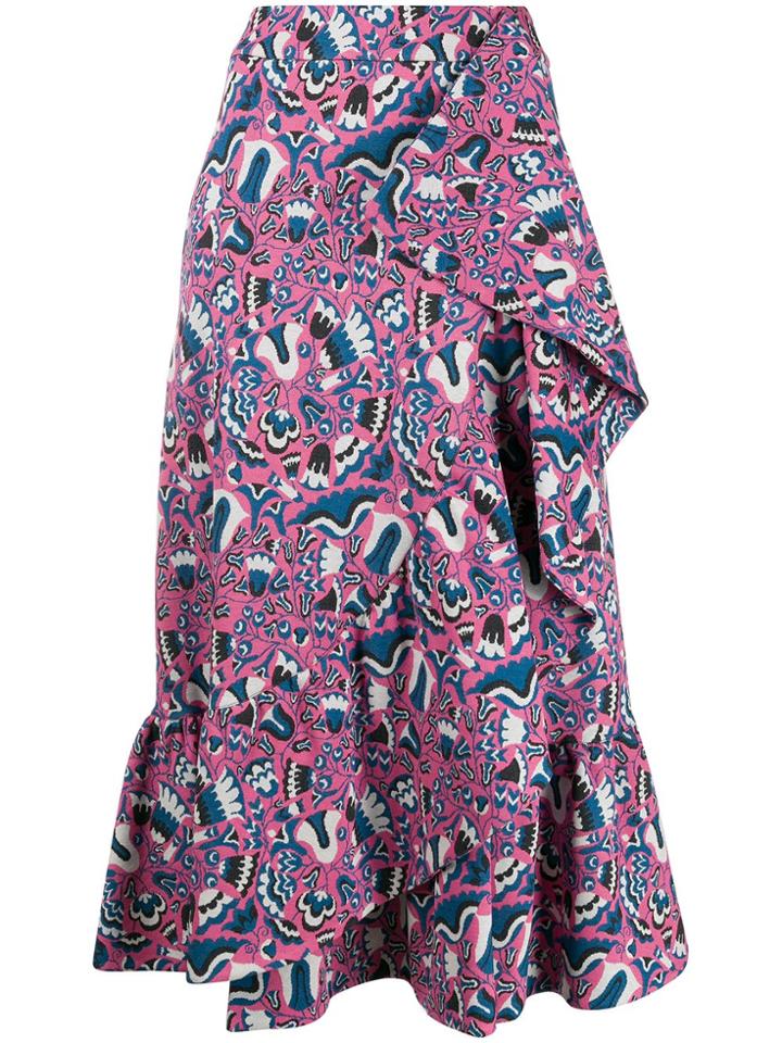 La Doublej Jazzy Ruffled Midi Skirt - Pink