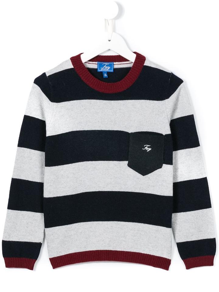 Fay Kids Striped Jumper, Boy's, Size: 10 Yrs, Grey