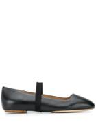 Santoni Strappy Ballerina Shoe - Black