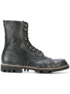 Diesel Distressed Lace-up Boots - Black