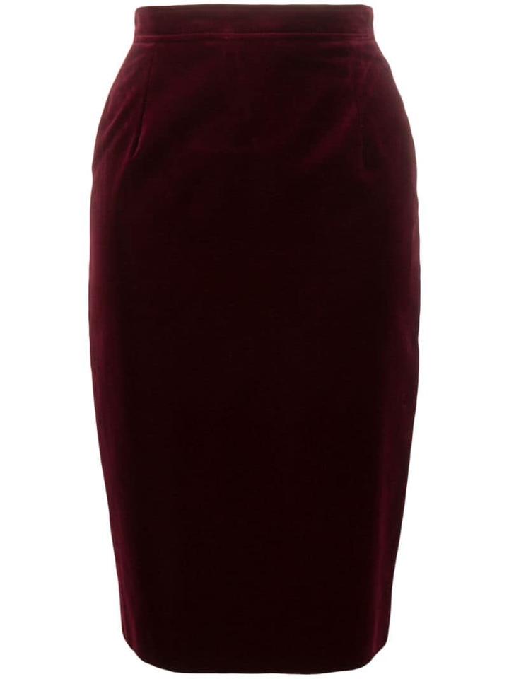 Valentino Pre-owned 1980's Velvet Effect Pencil Skirt - Red