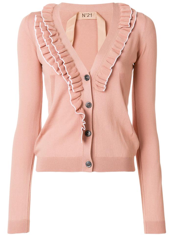 No21 Frill Detail Cardigan - Pink & Purple