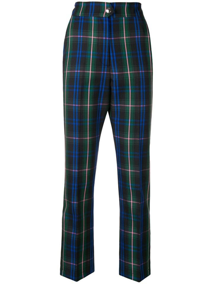Msgm High Waist Check Trousers - Black