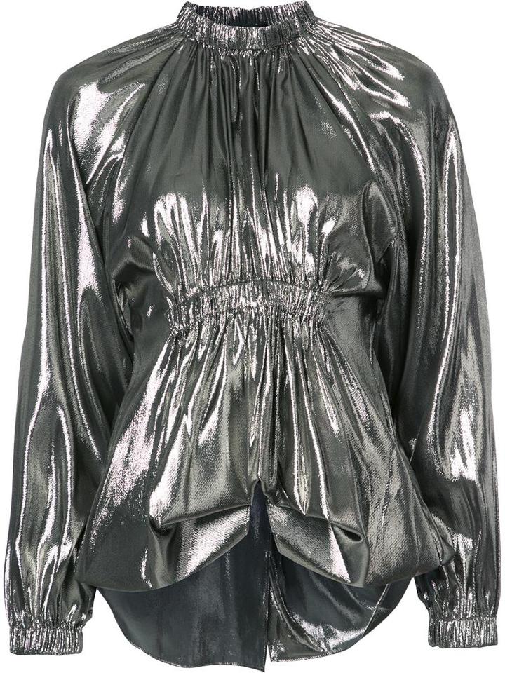 Ellery Metallic (grey) Blouse, Women's, Size: 8, Silk/polyester