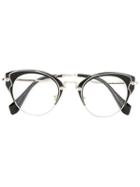 Miu Miu Eyewear Cat Eye Glasses, Black, Acetate/metal