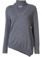Les Animaux V-neck Knit Blouse, Women's, Size: Large, Grey, Merino