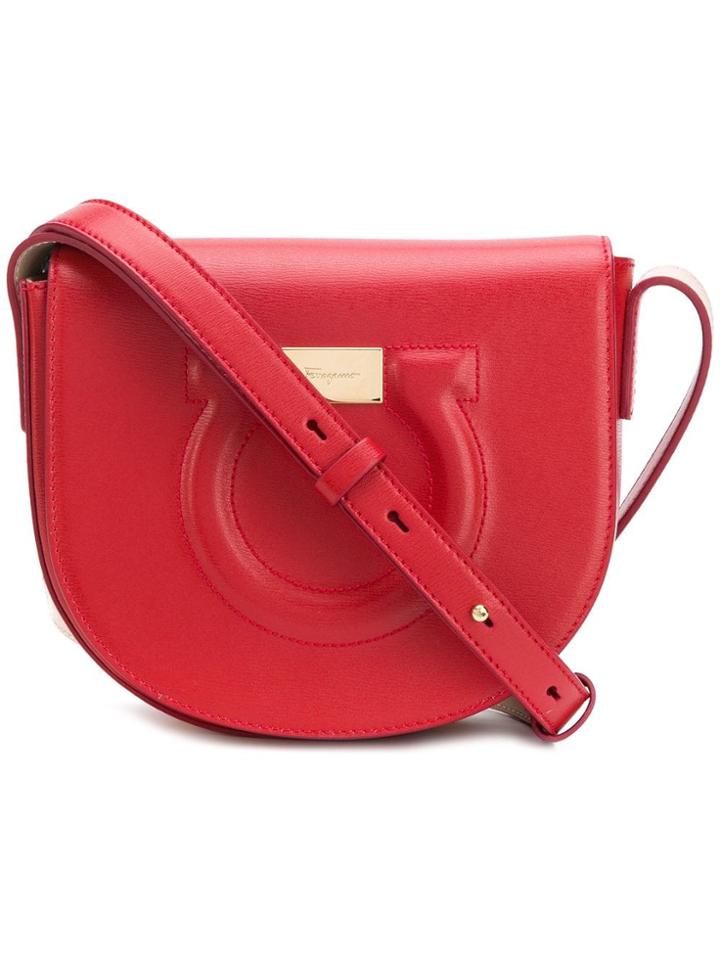 Salvatore Ferragamo Embossed Gancio Crossbody Bag - Red