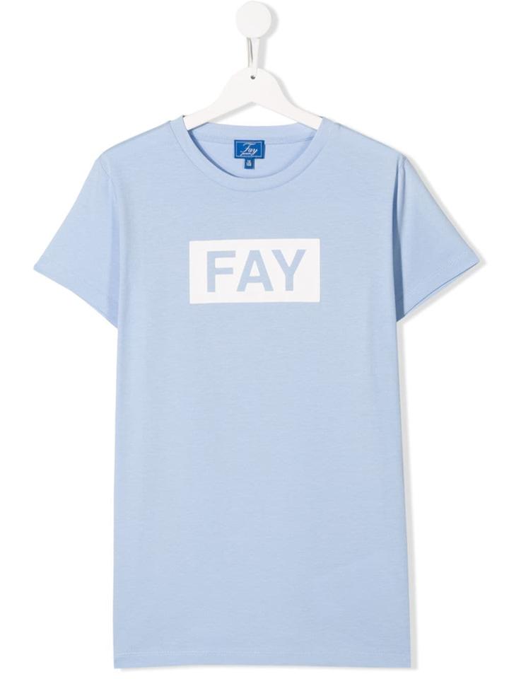 Fay Kids Teen Logo Print T-shirt - Blue