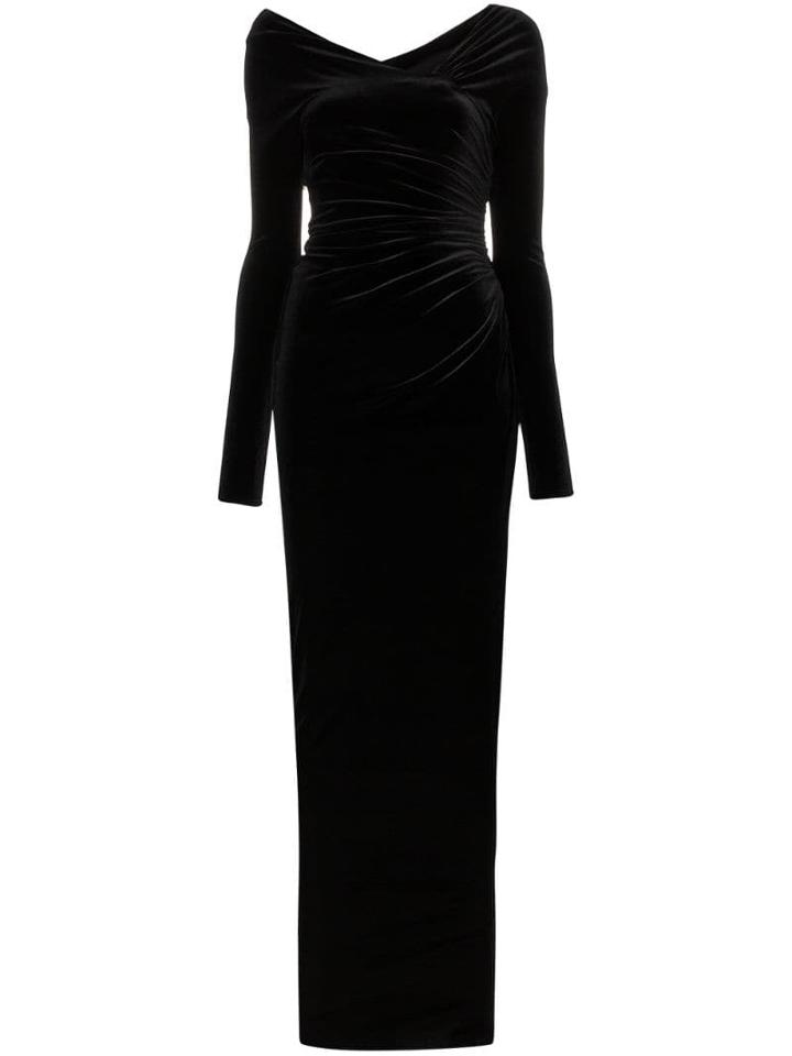 Alexandre Vauthier Velvet Gathered Side-slit Gown - Black