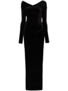 Alexandre Vauthier Velvet Gathered Side-slit Gown - Black