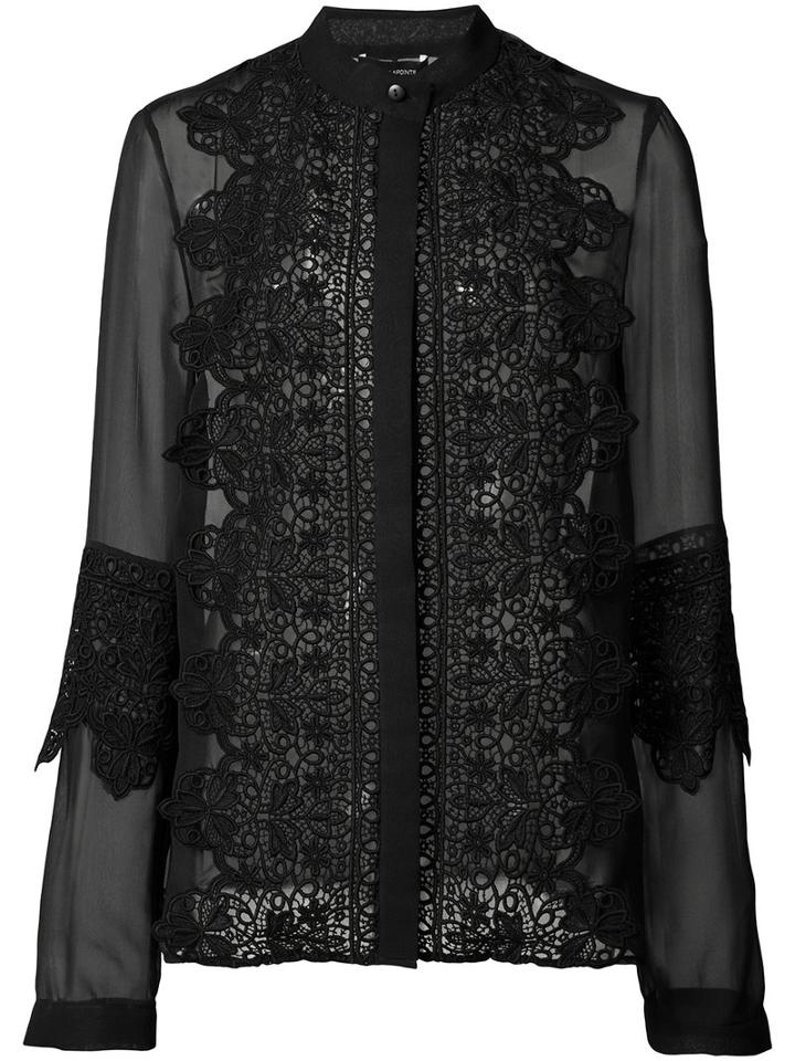 Sally Lapointe Sheer Shirt, Women's, Size: 2, Black, Silk/cotton