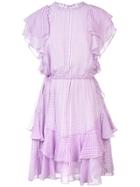 Lela Rose Plaid Ruffle Trim Dress - Pink & Purple