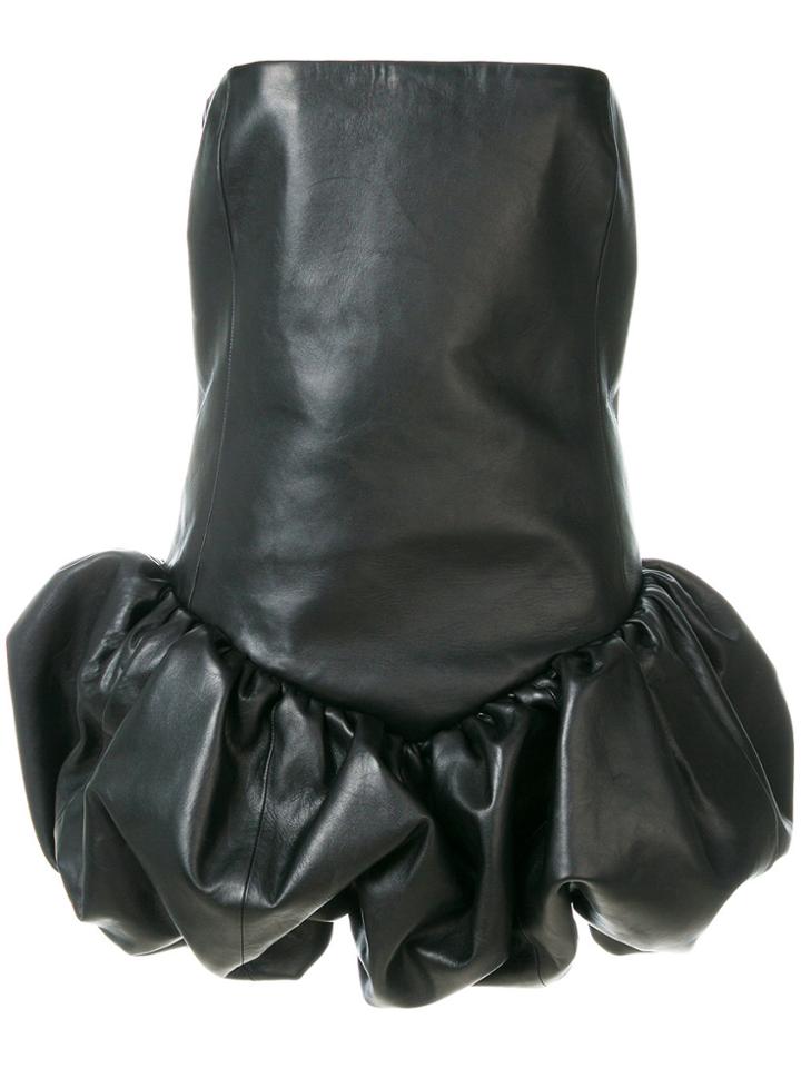 Saint Laurent Strapless Body-con Leather Dress - Black