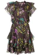 Lela Rose Floral Flared Dress - Pink & Purple