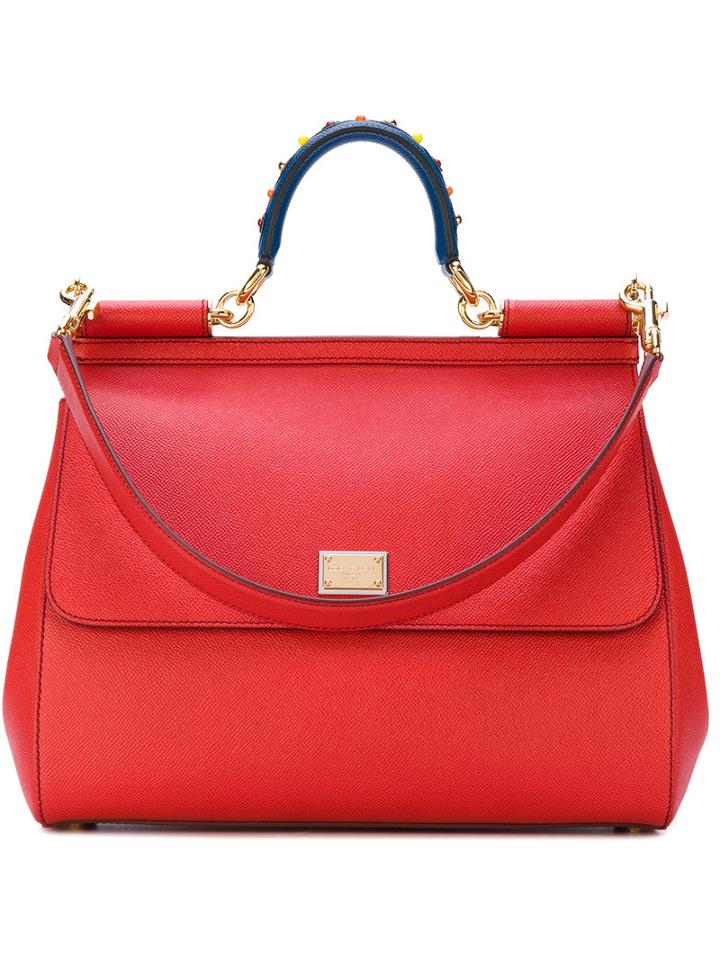Dolce & Gabbana - Medium 'sicily' Tote - Women - Calf Leather/lamb Skin - One Size, Red, Calf Leather/lamb Skin