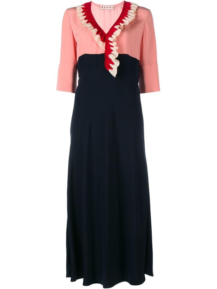 Marni Ruffle Silk Midi Dress