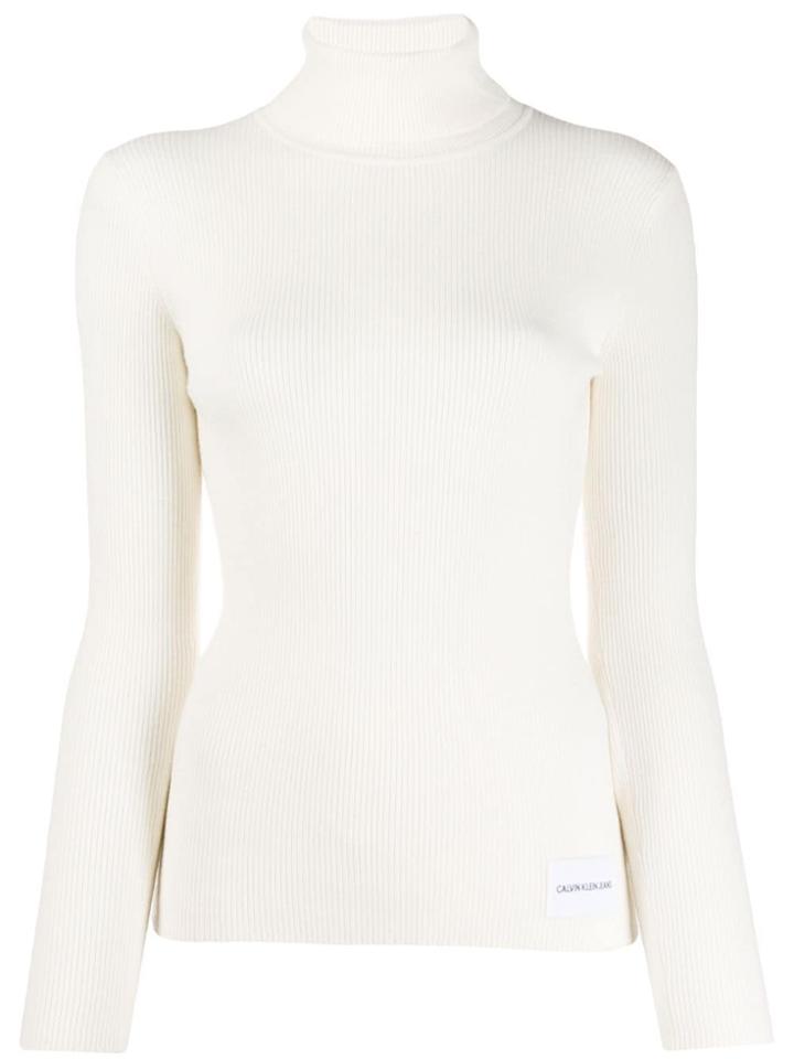 Ck Calvin Klein Turtle Neck Jumper - White