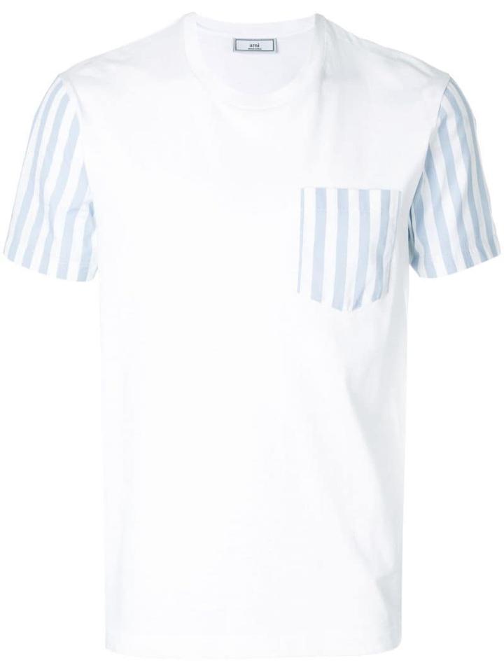 Ami Paris Bi-material T-shirt - White