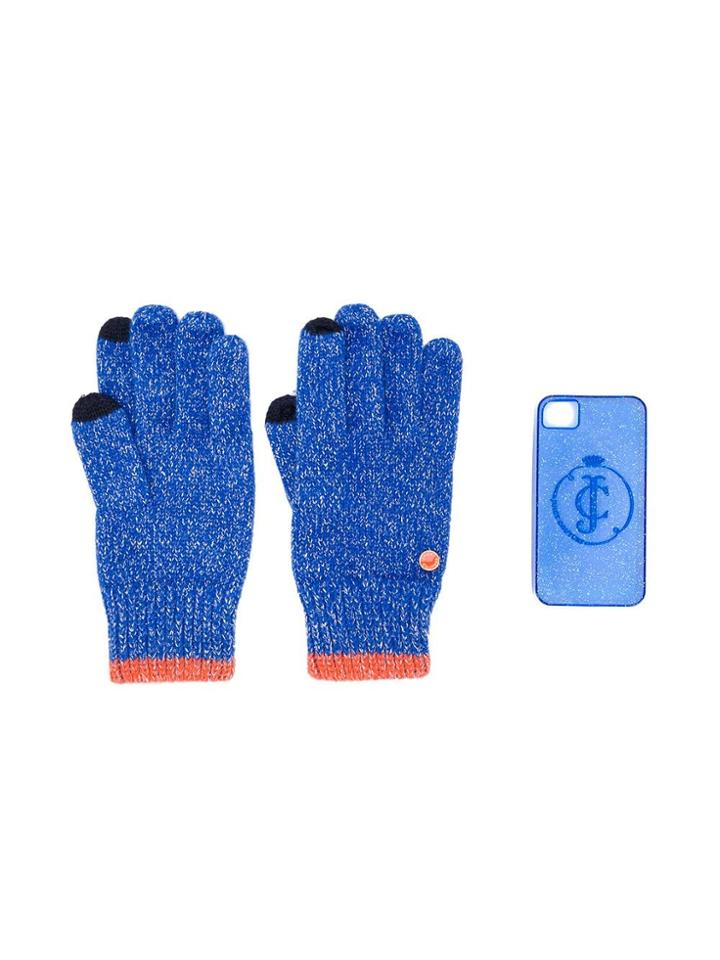 Juicy Couture Glittered Gloves And Iphone 4 Case - Blue