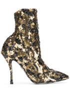 Dolce & Gabbana Sequin Ankle Boots - Gold