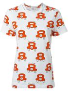 Au Jour Le Jour Car Print T-shirt, Women's, Size: 44, White, Cotton