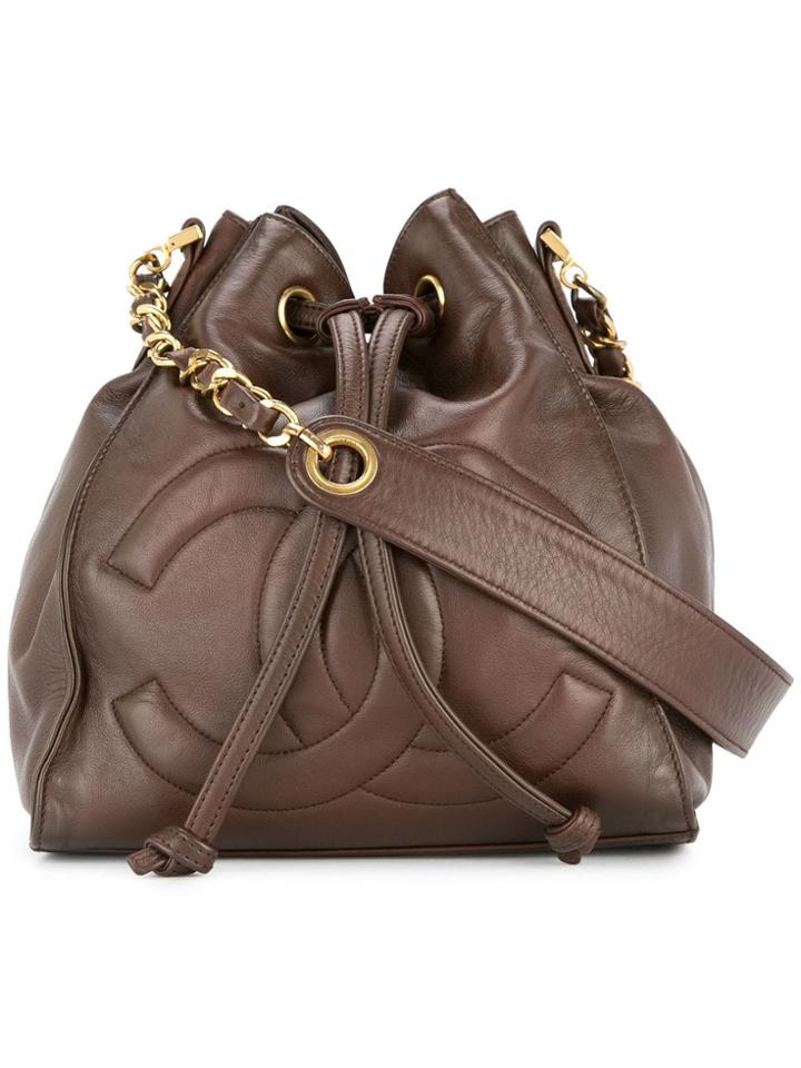 Chanel Pre-owned 1994-1996 Drawstring Chain Shoulder Bag - Brown