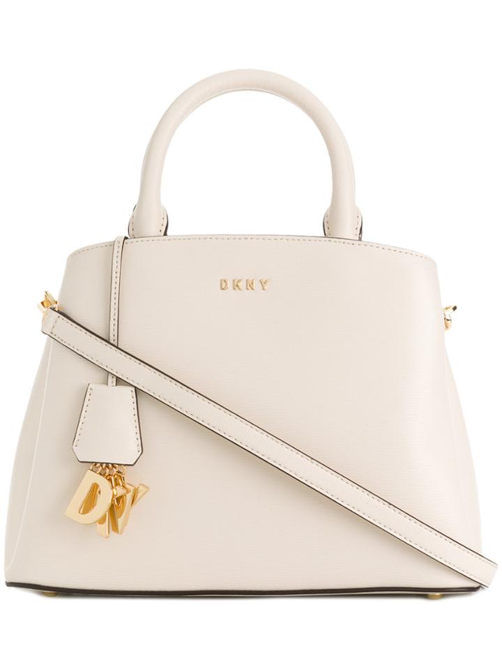 Dkny Medium Logo Tote Bag - White