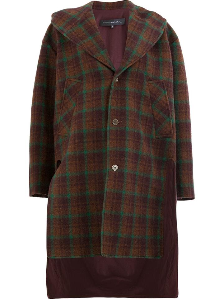 Miaoran Tartan Single-breasted Coat - Pink & Purple