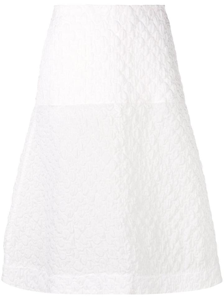 Jil Sander Navy Plissé A-line Skirt - White