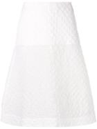 Jil Sander Navy Plissé A-line Skirt - White