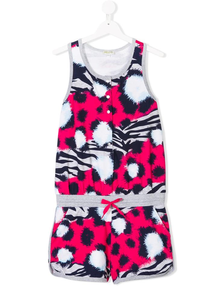 Kenzo Kids Printed Sleeveless Playsuit - Pink & Purple