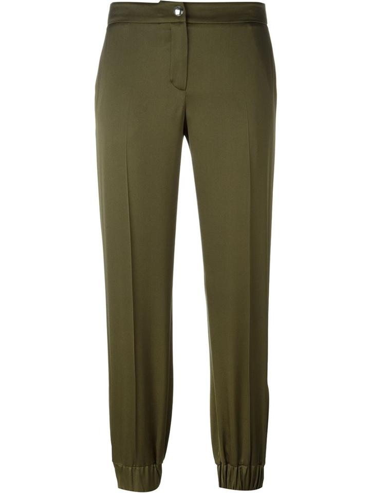 Alexander Mcqueen Cropped Trousers, Women's, Size: 40, Green, Silk