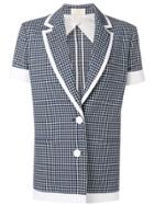 Sara Battaglia Check Short-sleeve Jacket - Blue