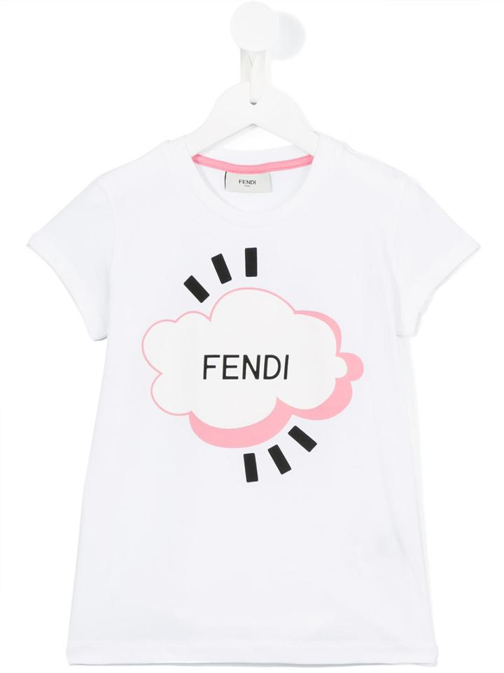 Fendi Kids Logo Print T-shirt, Girl's, Size: 7 Yrs, White