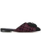 Chanel Pre-owned Flower Appliqué Tweed Slippers - Black