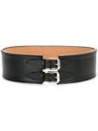 Mcq Alexander Mcqueen Double Buckle Wide Belt, Women's, Size: Medium, Black, Polyurethane/metal