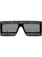 Gucci Occhiali Da Sole In Acetato Con Montatura A Mascherina - Black