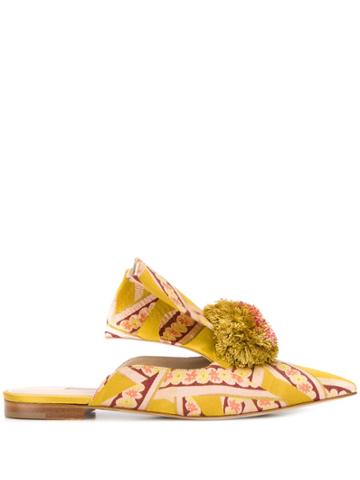 Andrea Mondin Pompom Detail Mules - Yellow