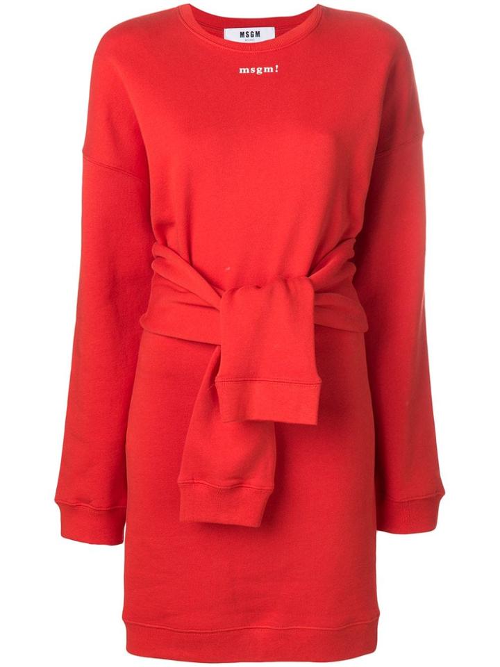 Msgm Oversized Sweater Dress - Red